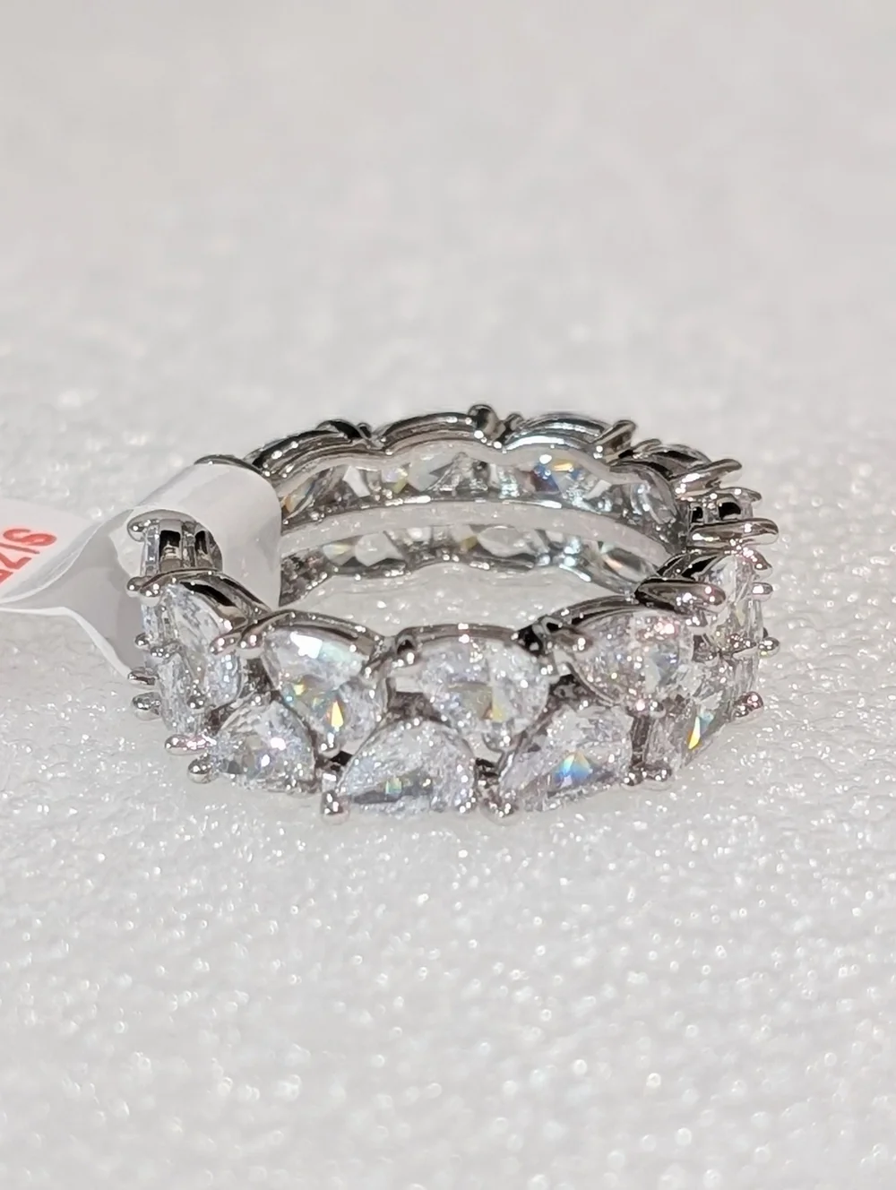 NWT Bomb Party Stunning Pear Shaped CZ Crystals Full Eternity Band Size 10 Ring